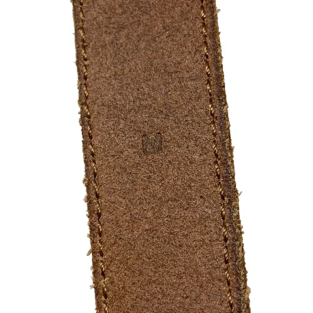 J.Crew Brown Leather Woven Fabric Belt Brass Horseshoe Buckle Womens Sz M - Picture 4 of 5